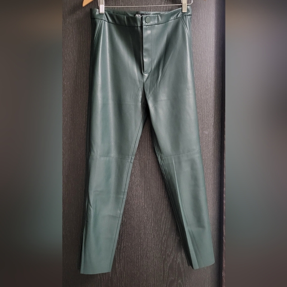 Zara Green Ankle Cropped Pants - Picture 1 of 16
